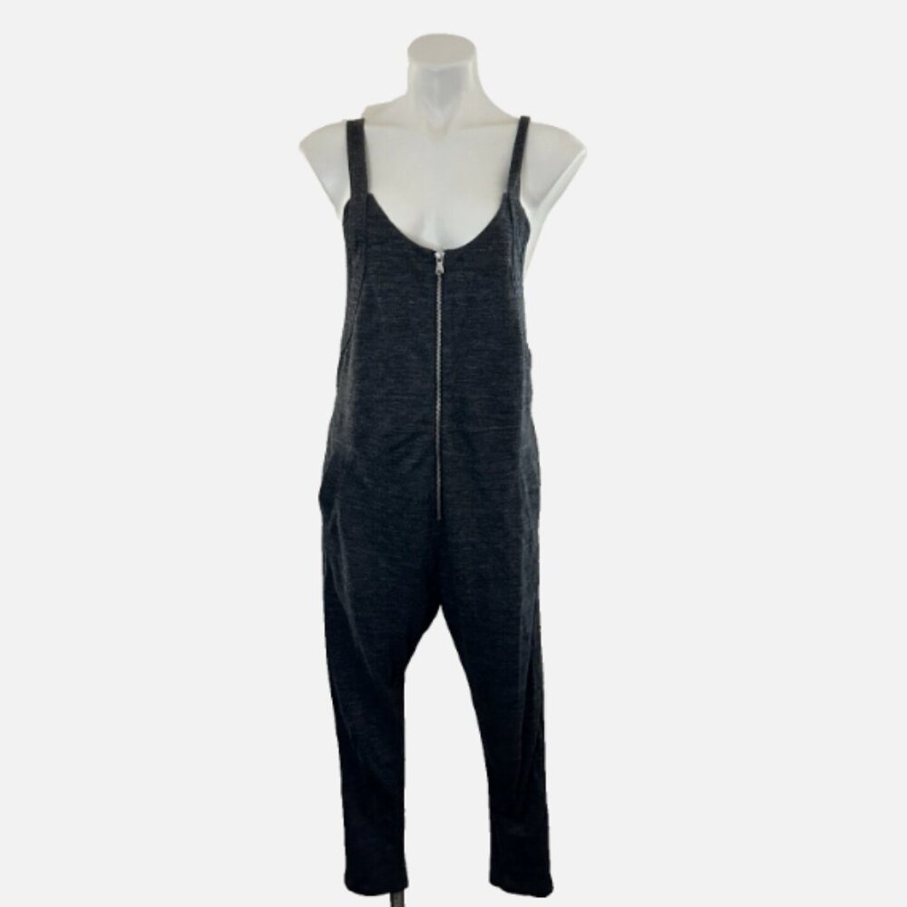 Free People Criss Cross Back Zip Front Drop Crotch Jumpsuit